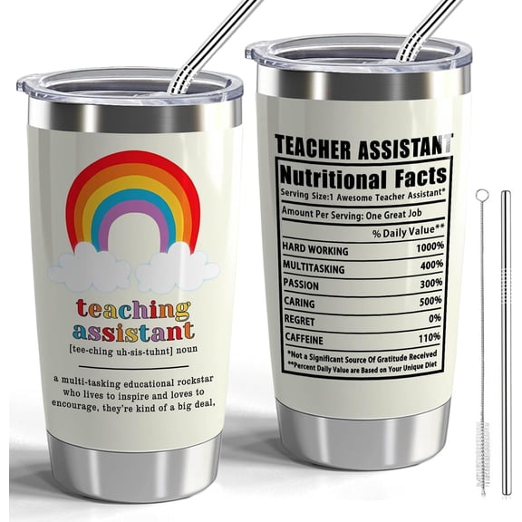 Teacher Assistant Gift Teacher''s Assistant Nutritional Facts Gift for Teachers Appreciation Gift Teaching Assistant Definition 20oz Stainless Steel Tumbler (Nutrition-Teacher Assistant)