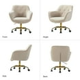 thumbnail image 4 of Velvet Tufted Office Chair Upholstered Swivel Modern Adjustable Armchair Metal Base Home Bedroom Tan, 4 of 7