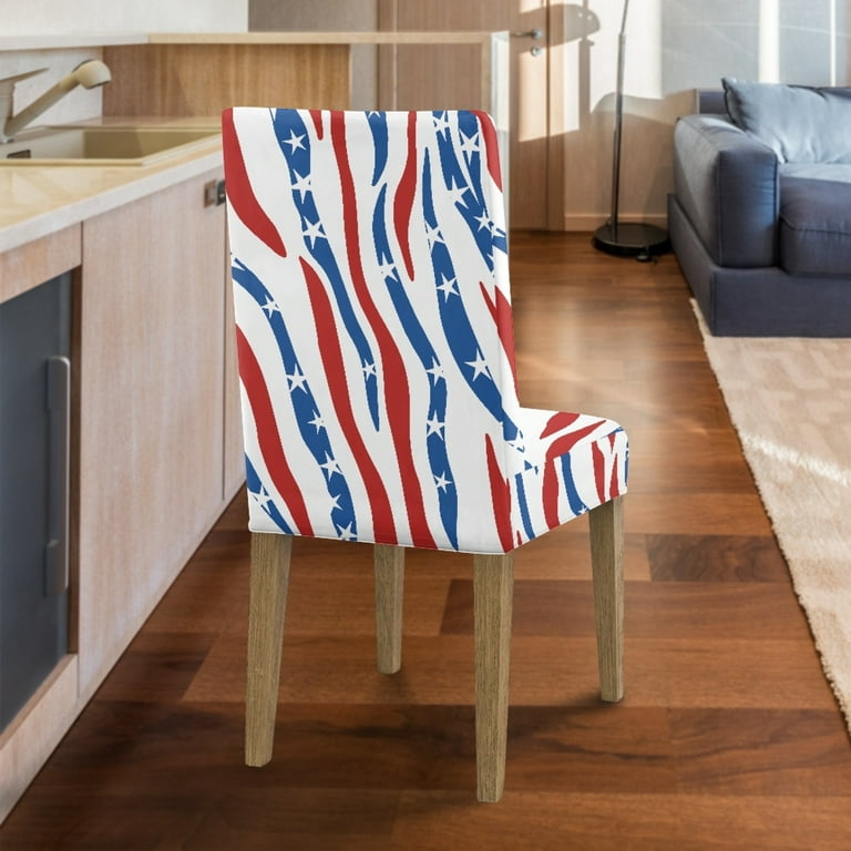 Xoenoiee American Flag Zebra Stripe Print Dining Chair Covers
