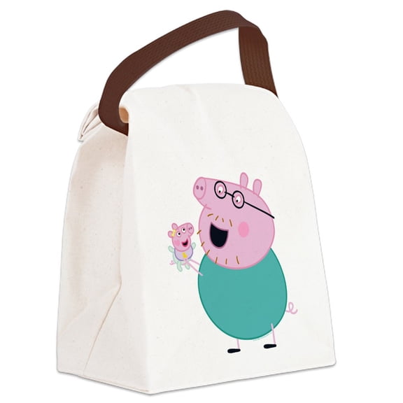 CafePress - Peppa Pig: Daddy Pig & Baby - Canvas Lunch Bag with Strap Handle