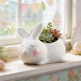 thumbnail image 6 of Gumesh 4 Inch Ceramic Bunny Planter, White Novelty Rabbit Pot with Drainage Tray, Cute Animal Shaped Flower Pot for Desktop Shelf, Easter Home Decor, 6 of 6