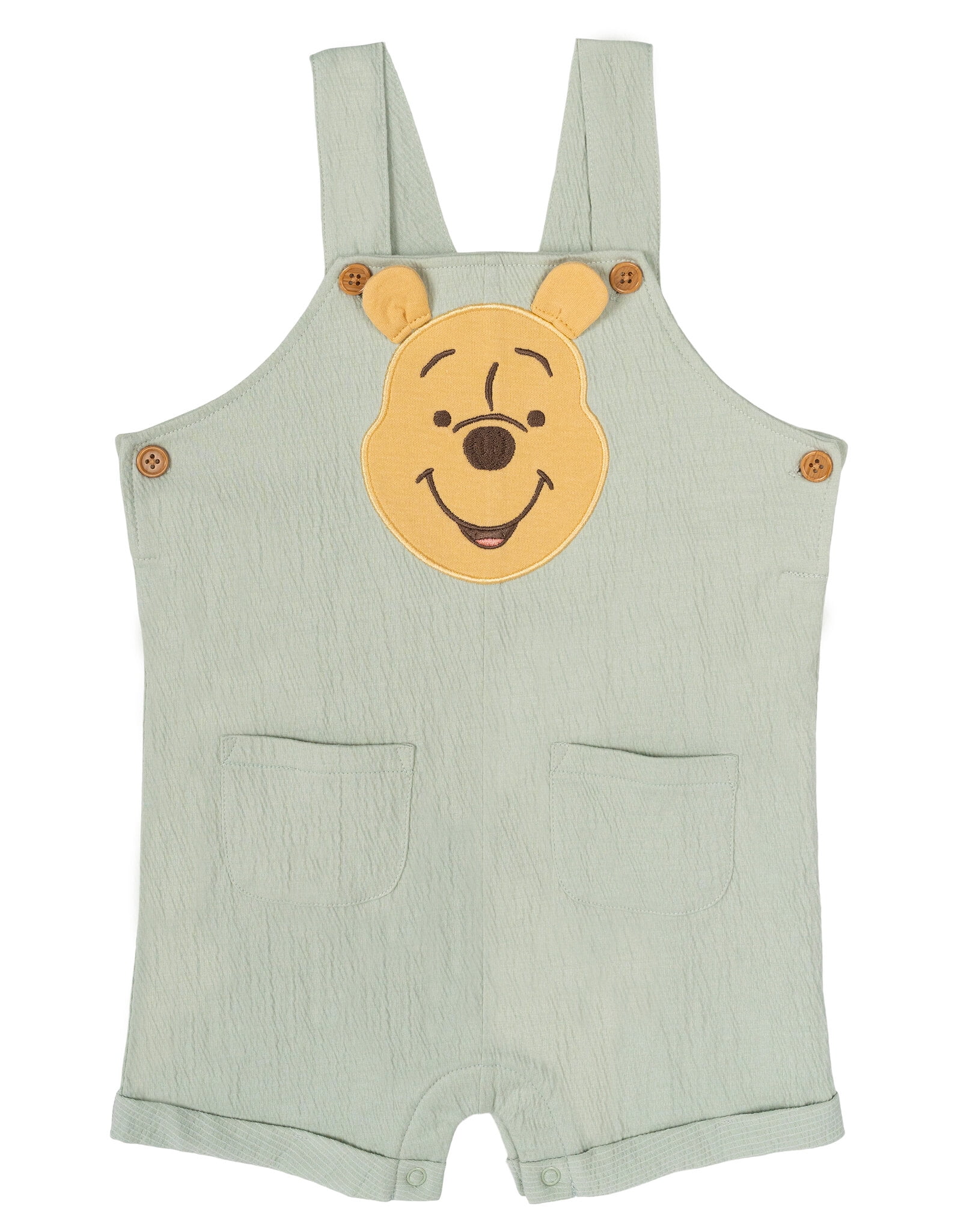 Disney Winnie the Pooh Baby Boys' Shortall and T-Shirt Set with Hat Pooh Light Green