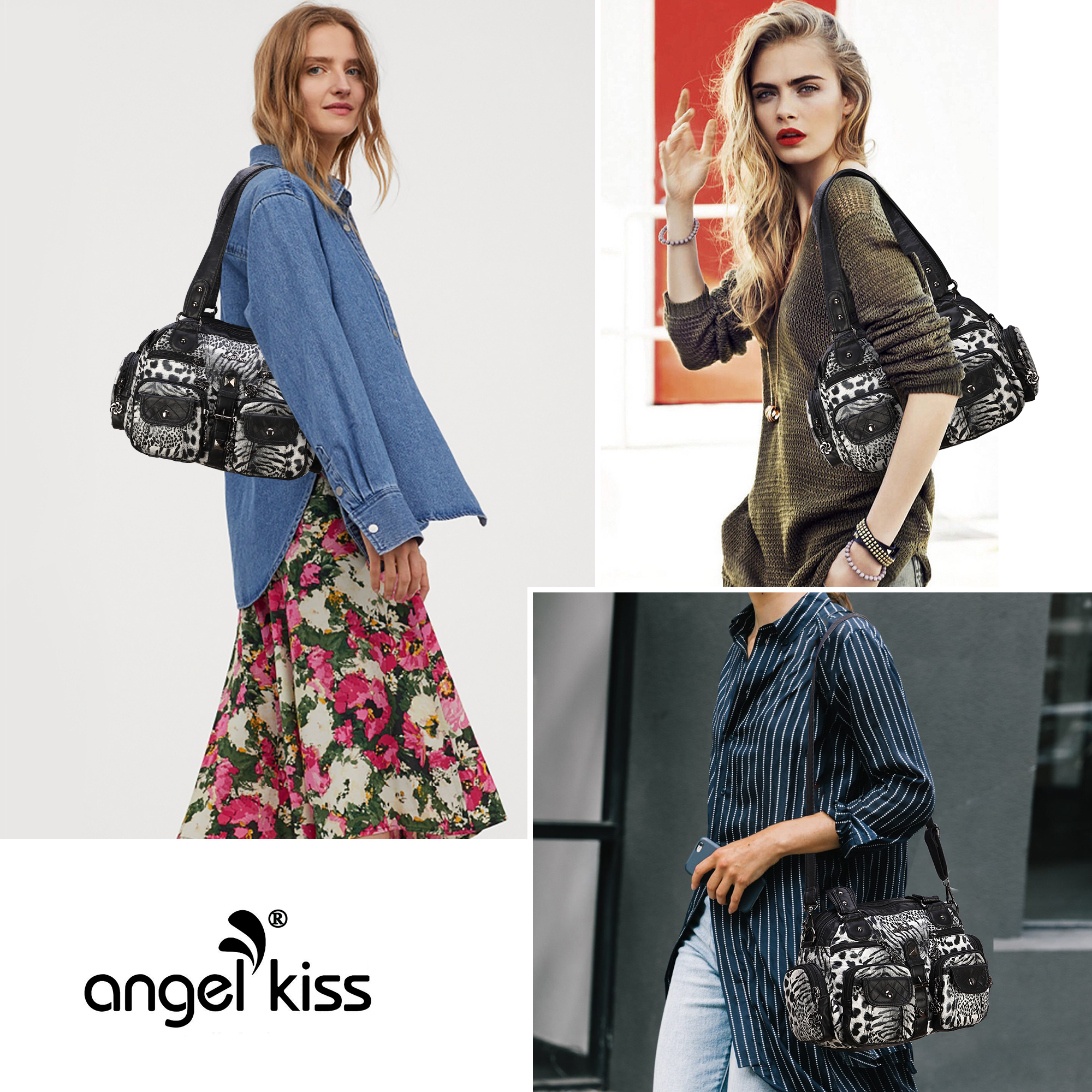 Angel Kiss Small Hobo Purses for Women Soft Vegan Leather Shoulder Bags with Crossbody Adjustable Strap