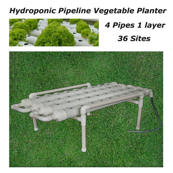 EQCOTWEA Hydroponic 36 Plant Site Grow Kit Pipeline Vegetable Planter PVC