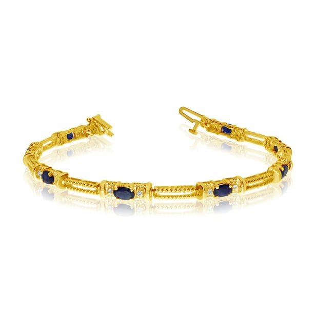 DirectJewelry 14k Yellow Gold Natural Sapphire And Diamond Tennis
