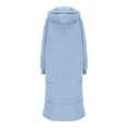 thumbnail image 6 of XPMWRP Warm Long Hooded Cotton Jacket Thick Outerwear Casual Full Sleeve Comfortable Coat for Women Winter Wear Stylish Daily Vacation Party Blue XXL, 6 of 7