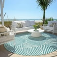 thumbnail image 6 of Addison Rugs Chantille Indoor/Outdoor Transitional Lines Teal Washable Round Rug, 8' x 8', 6 of 6