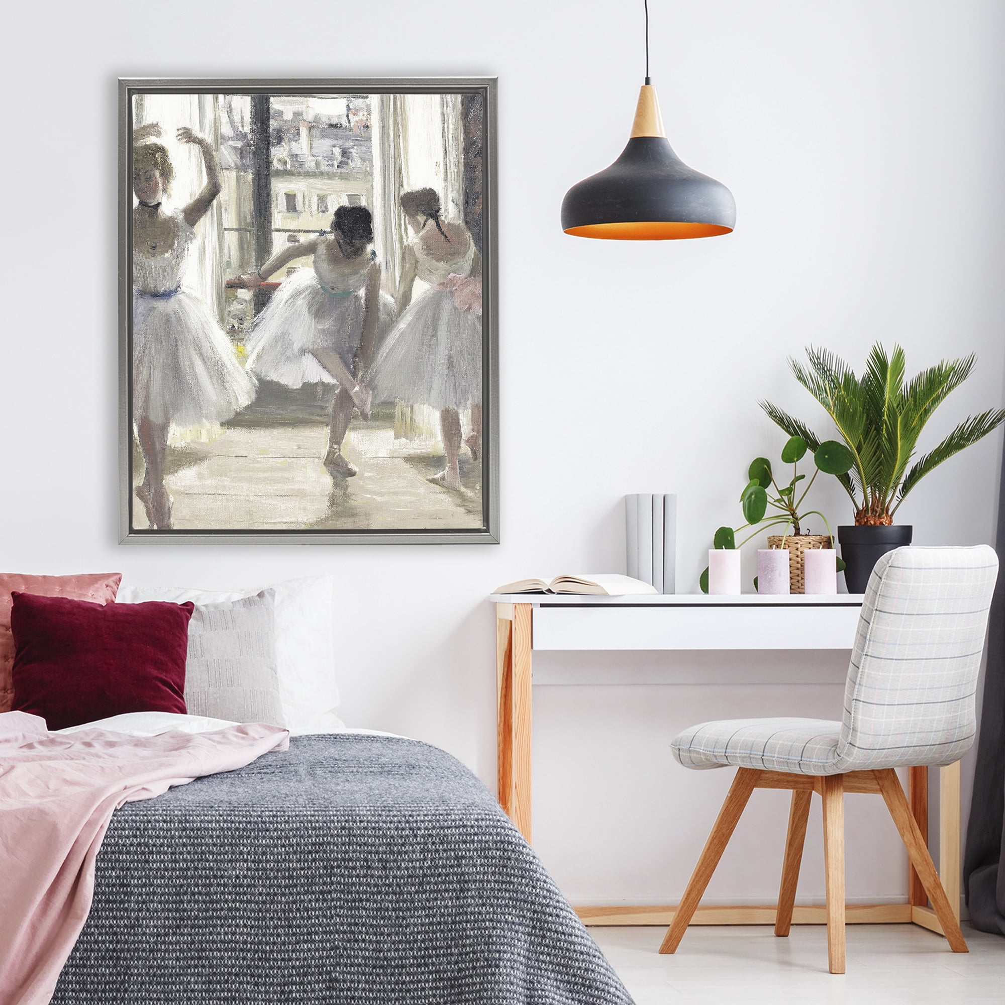 Stupell Industries Ballet Class In Practice Gray Framed Floater Canvas Wall Art, design by Leah Straatsma