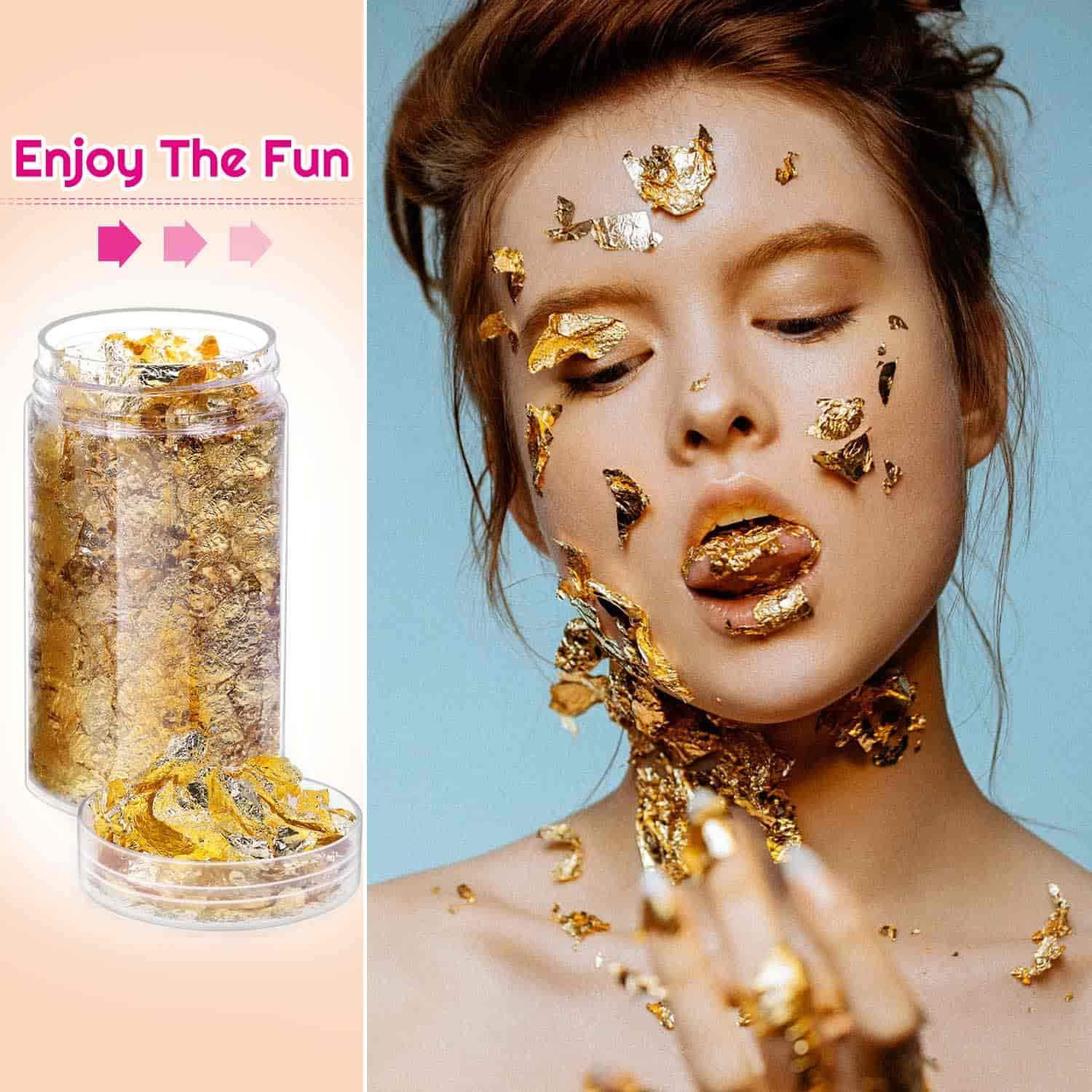 Generic Nail Gold Foil, Gold Flakes 2 Bottles 5g Nail Gold Flakes, Aluminum  + Brass Nail Art Flakes Resin Jewelry for DIY
