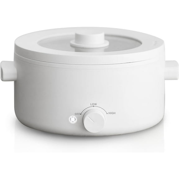 Hot Pot Electric,2L Ceramic Glaze Non-stick Pan, Portable Hot Pot with Dual Power Adjustment, Electric Cooker for Egg, Ramen, Oatmeal,Soup Quick Heating and Overheat Protection