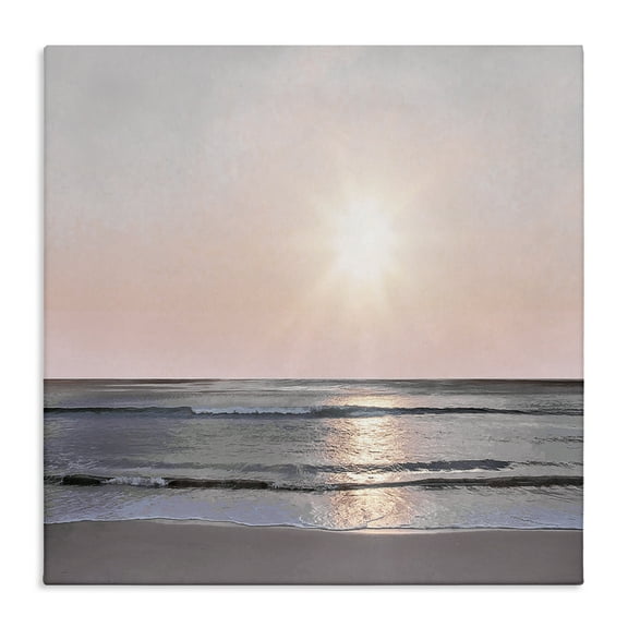 Stupell Industries Peach Sunrise over Beach Nautical & Beach Photography Wrapped Canvas Art Print Wall Art, 17 x 17