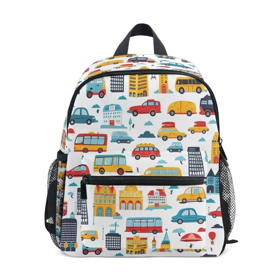 ALAZA Cute Cartoon Buses Car School Backpack Small Bookbag Mini Bags