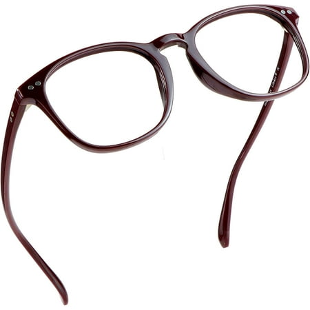 LifeArt Blue Light Blocking Glasses, Anti Eyestrain, Computer Reading Glasses, Gaming Glasses, TV Glasses for Women Men, Anti Glare (Dark Red, No Magnification)