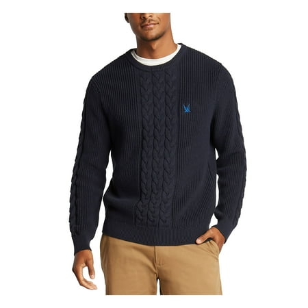 NAUTICA Mens Navy Logo Graphic Long Sleeve Crew Neck Classic Fit Cotton Pullover Sweater S