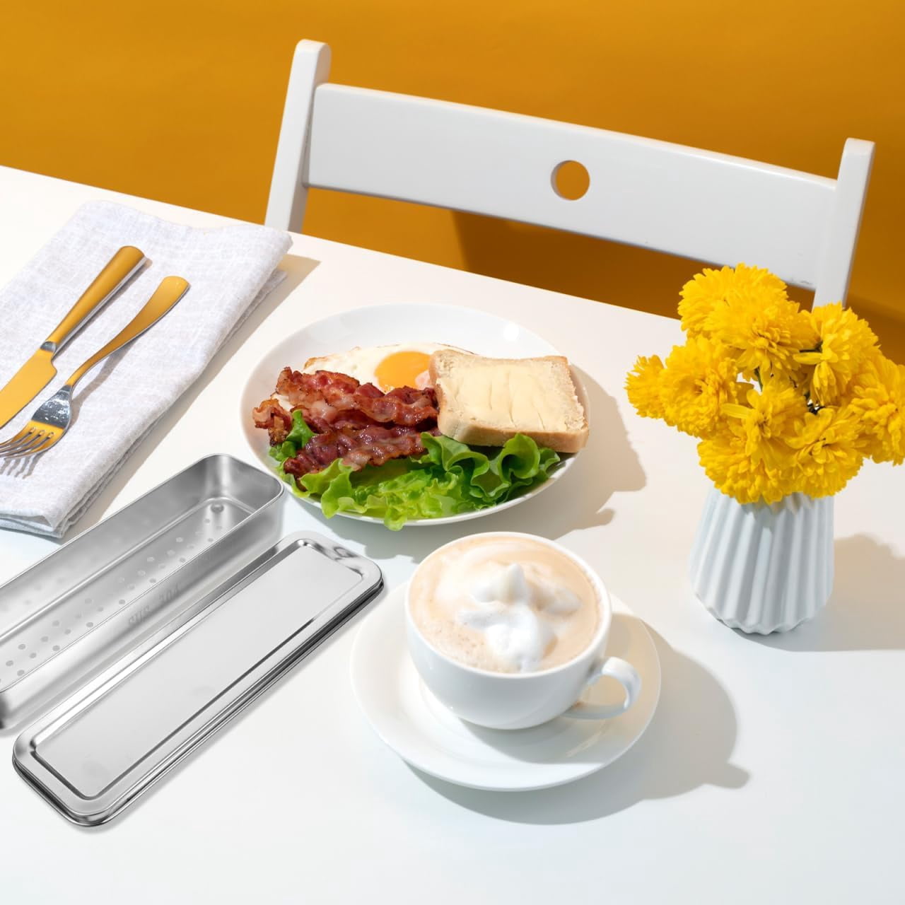 Stainless Steel Utensil Drying Holder Modern Chopstick Rack for Kitchen Organization Cutlery Drainer Basket for Spoons Forks Silverware Dishwasher Safe Stylish Storage
