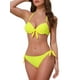 thumbnail image 4 of Conjuntos de bikini de halter con nudo y trenzado para mujer de 2 piezas, tirantes dobles, parte inferior triangular con lazo en la espalda, trajes de baño talla X-Large, color amarillo, 4 of 5