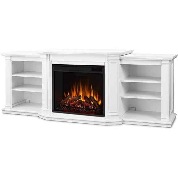 Real Flame Velmont Electric Fireplace 74" TV Stand with Open Storage in White