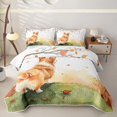 thumbnail image 2 of Manfei Cartoon Dog Quilt Full, Autumn Rustic Scenery Full Bedspread Sets, White, 3 Pieces, 1 Coverlet and 2 Pillowcases, 2 of 7