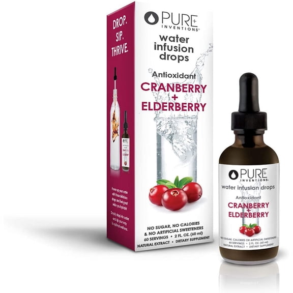 Pure Inventions Cranberry & Elderberry Water Enhancer, Antioxidants   Electrolytes, Sugar-Free, 60 Servings