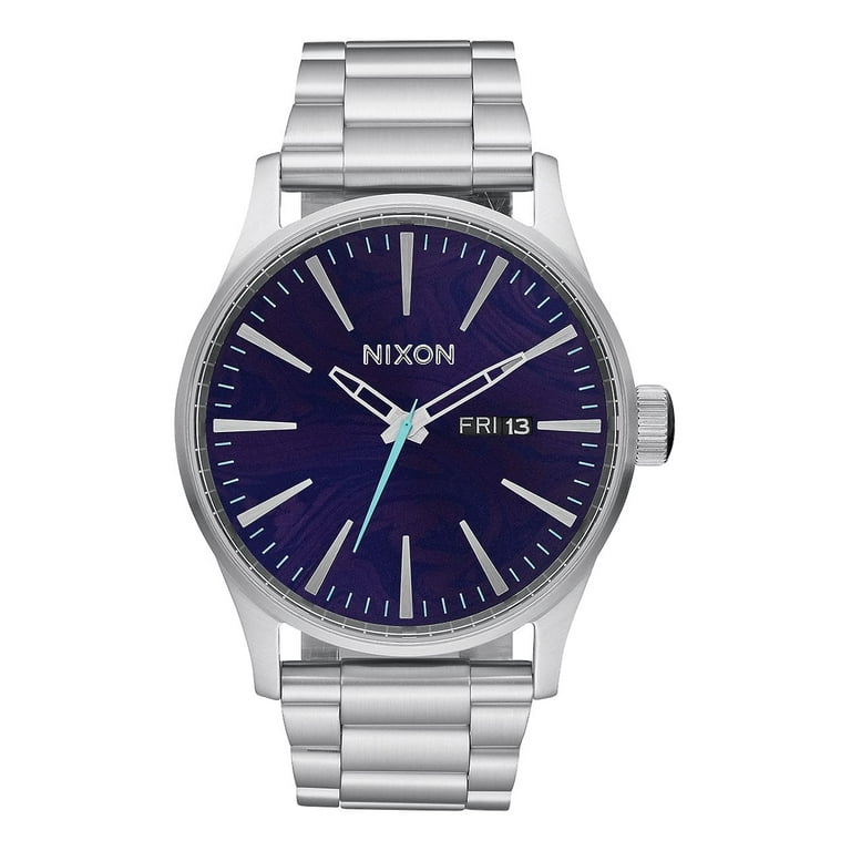 Nixon Men s Sentry SS A356 230 Purple Silver Stainless Steel