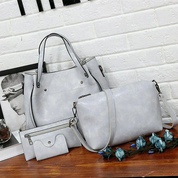 WIZUTIZ Women Bag Four-Piece Set Shoulder Crossbody Bag Handbag Large Capacity Buckets Bag for Women Womens Handbags Womens Messenger Bags Womens Crossbody Bags Shoulder Bags Large 4 PC Gray