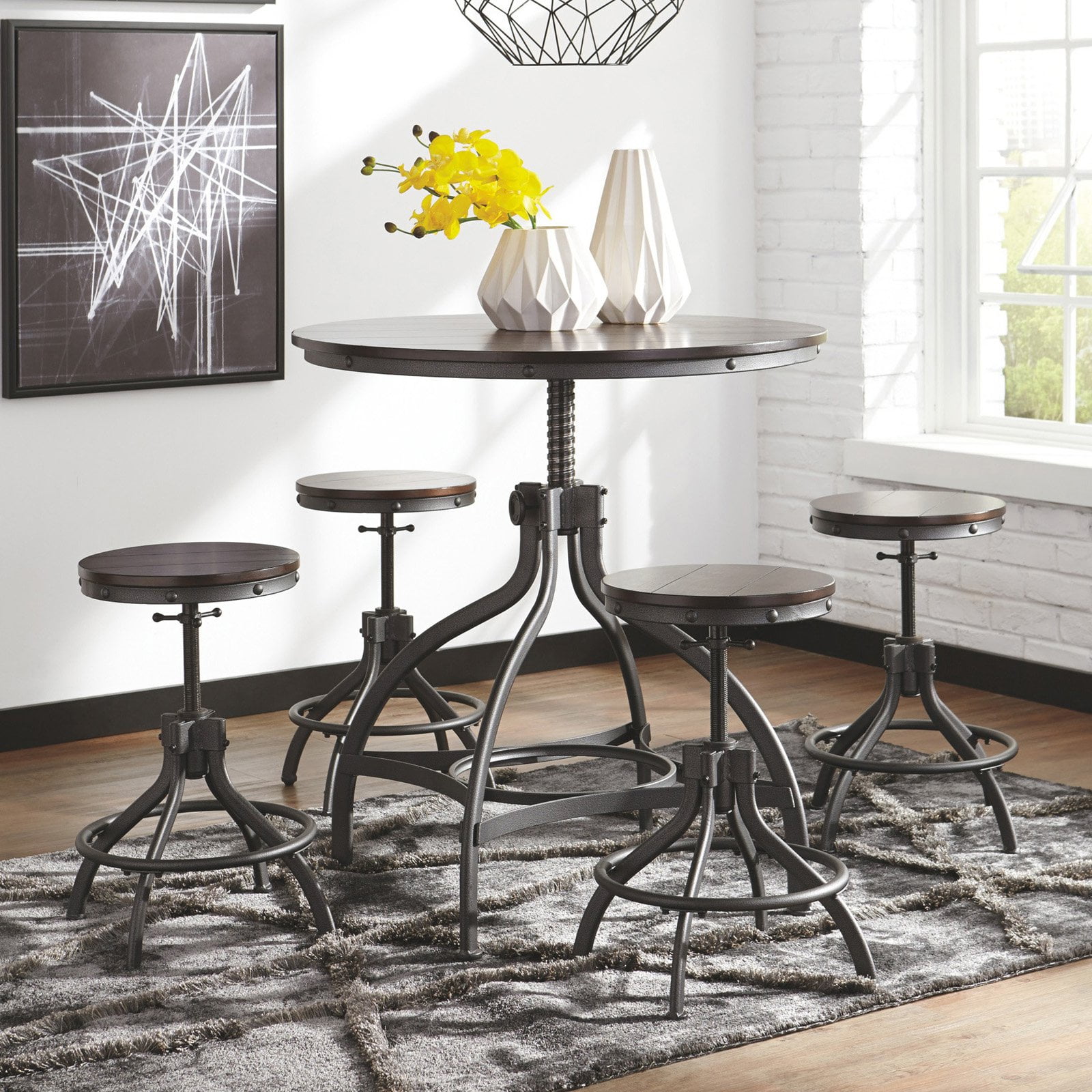 Signature Design By Ashley Odium 5 Piece Adjule Height Dining Signature Design By Ashley Odium 5 Piece Adjule Height Dining Table Set Com