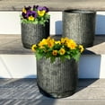 thumbnail image 2 of WHW Whole House Worlds Rustic Round Planters, Set of 3, Corrugated Bellies, 8.75, 7.75, and 6.75, Galvanized Grey Patina Over Iron, 2 of 11