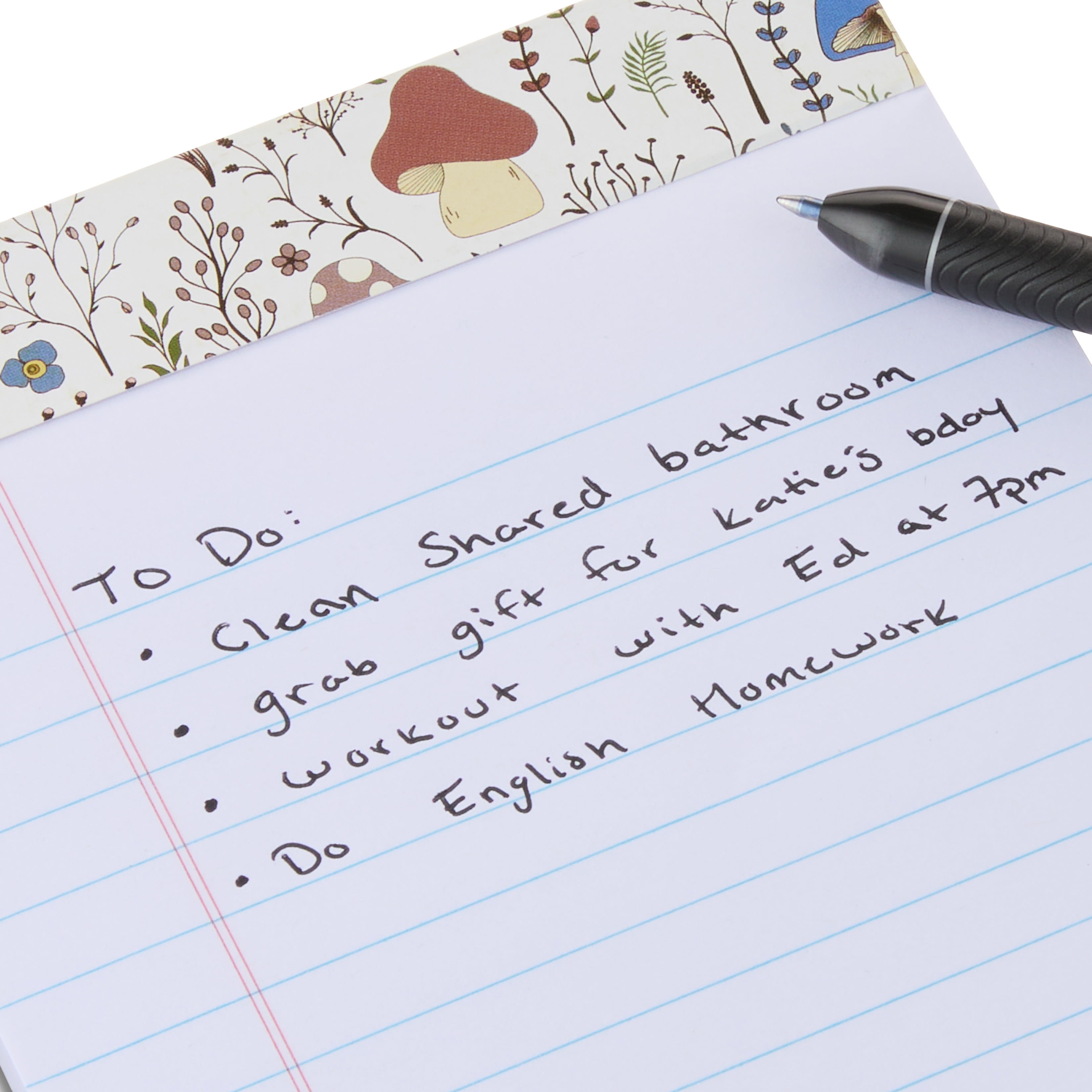 Pen+Gear Fashion Legal Pad, Wide Ruled, Mushrooms, 100 Sheets per Pack, 2 Count, 5" x 8"