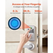 KFFKFF Fingerprint Door Lock Set, Electronic Biometric Deadbolt with Handle, Ergonomic Grip Design, Keyless Entry, Auto Locking, Temporary Code, Privacy Protection Password, Ideal for Home, Silver