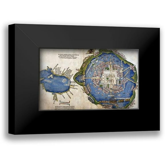 Cortes, Hernando 14x10 Black Modern Framed Museum Art Print Titled - Gulf of Mexico and Mexico City