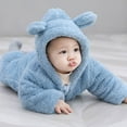 thumbnail image 6 of Wuxian Baby Girls Boys Winter Bodysuit Classic Hoodies Zipper Up Long Sleeve Fuzzy Wool Jumpsuit Solid Color Thick For Toddler Winter Warm Cozy Romper Outfit,12-24 Months, 6 of 6