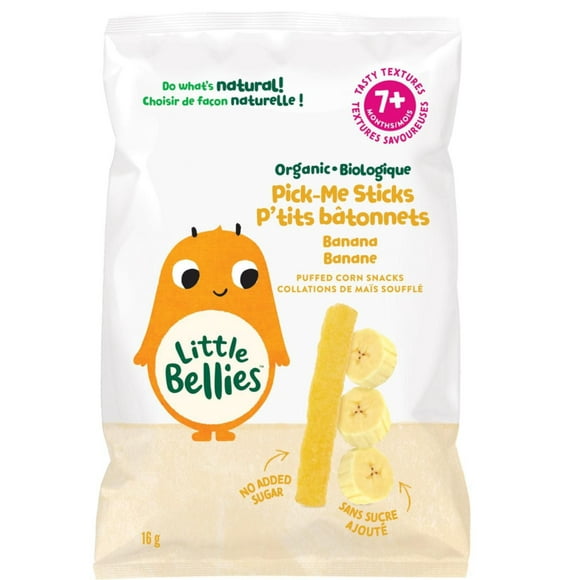 Little Bellies Organic Pick-Me Sticks Banana Puffed Corn Snacks 7+ Months, 16gr