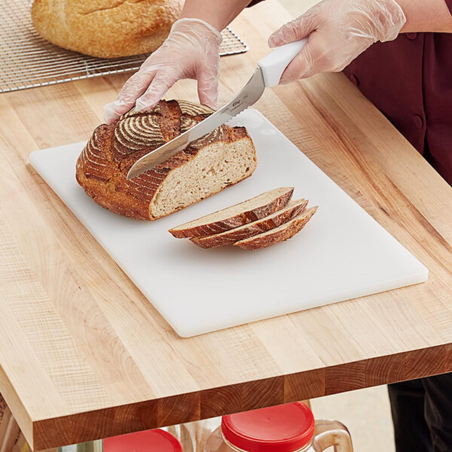TrueCraftware- 18" X 12" X 1/2” Plastic Cutting Board for Kitchen White Color- Plastic Commercial Chopping Board Anti Slip Surface Chopping Food Cutting Mat for Meat Vegetables