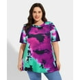 thumbnail image 2 of CASSIE LIZ Plus Size Womens Tops 4X Summer Tie Dye Shirts Purple Green Round Neck Fashion Short Sleeve Tee Loose Fit Tunics Spring Oversized Blouses Casual Pullovers 4XL 24W 26W, 2 of 5