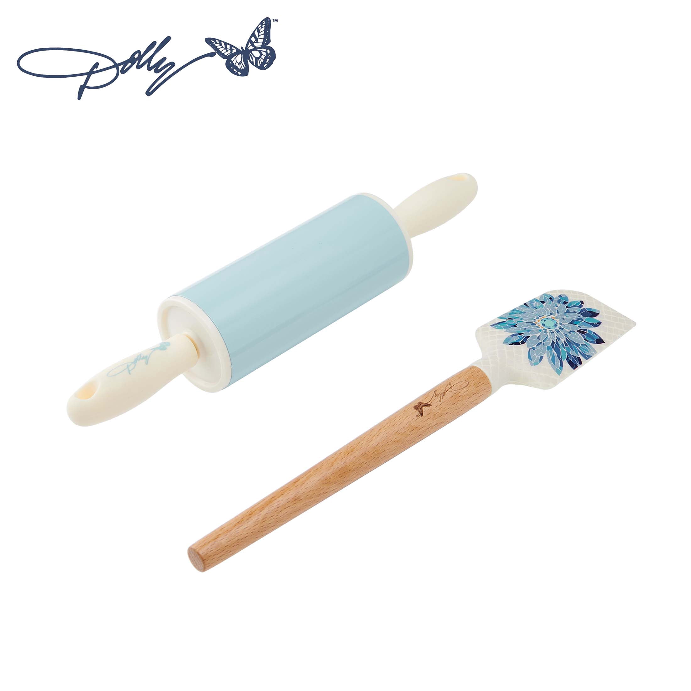 Dolly Parton Mini Spatula and Rolling Pin Set, Blue