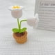 thumbnail image 3 of Decoración de maceta de ganchillo hecha a mano - Planta de rosas tejida para salpicadero de coche, oficina, decoración del hogar - Mini flores de simulación de lana, 3 of 3