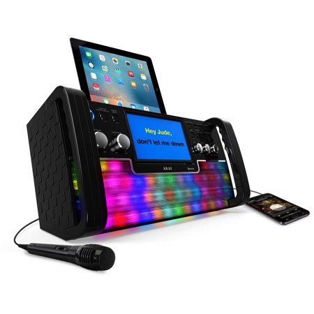 Akai KS780-BT Bluetooth CD+G Karaoke System with USB Playback/Recording, 7" Color Display and Multi-Color Lighting Effect