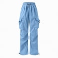 thumbnail image 7 of NOLDARES Men's Casual Cargo Pants Tapered Loose Fit Cuffed Joggers Sweatpants Drawstring Tactical Pants with Multi Pockets(Sky Blue,2XL), 7 of 7
