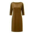 thumbnail image 4 of Karight Women's Velvet Dress Trendy Formal Long Sleeve Loose Casual Swing Mixi Dresses Plus Size for Daily Wear with Pockets, 4 of 5