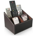 thumbnail image 1 of KINGFOM Support pour Télécommande, Cuir PU à 3 Compartiments Porte-Télécommandes Caddy pour Télécommande Boîte de Rangement pour Télécommande Organisateur de Télécommandes Organisateur de Bureau pour la Maison et le Bureau Stylo Télécommande de Télé Chauffeuse Contrôleurs (Brun), 1 of 9