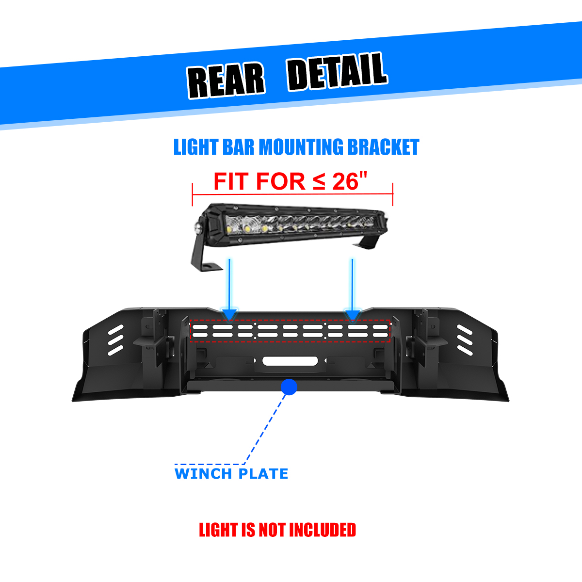 Heavy Duty Steel Front Bumper Fit for 2022 2023 2024 2025 GMC Sierra 1500,Black Powder Coated Front Bumper with Winch Plate