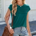 thumbnail image 2 of MIXUE Womens Tops Summer Solid Color Round Neck Short Sleeve Loose Fit Casual Shirts For Women Tshirts Streetwear,Green,M, 2 of 4