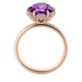 thumbnail image 5 of 3.50 ctw Amethyst Ring with Diamonds 14K Rose Gold Flower Vintage Halo, 5 of 6