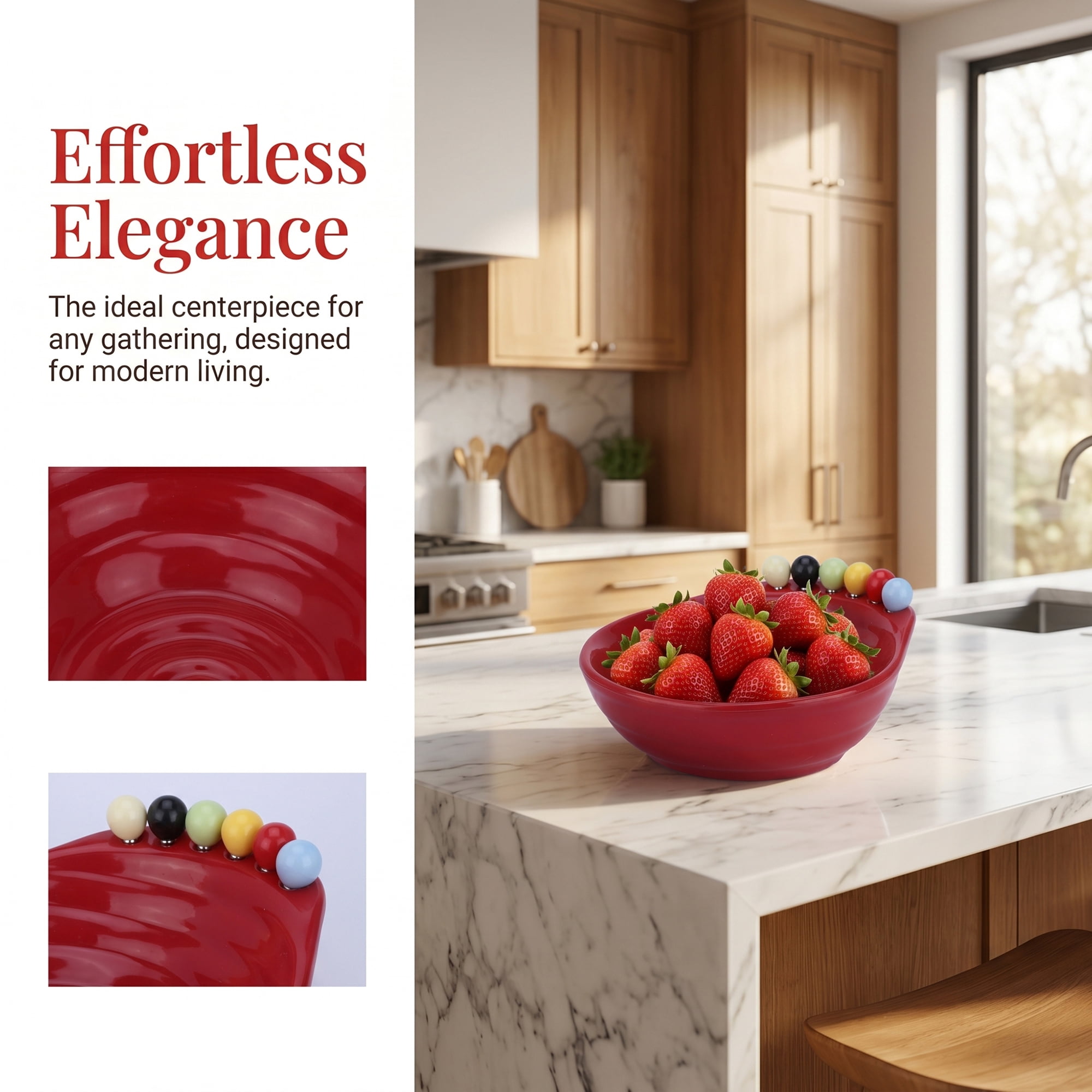 Unique Bargains Modern Irregular Shaped Pedestal Fruit Bowl Red 8.7" x 8.7" x 2.9"