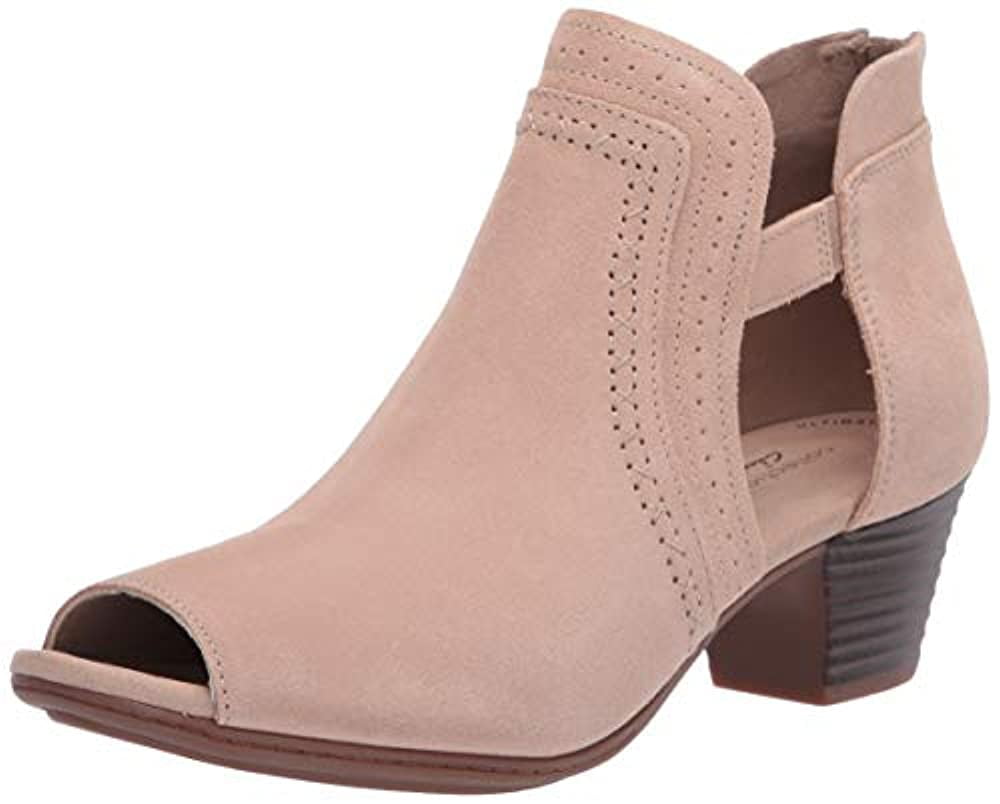 clarks nubuck leather perforated heeled sandals
