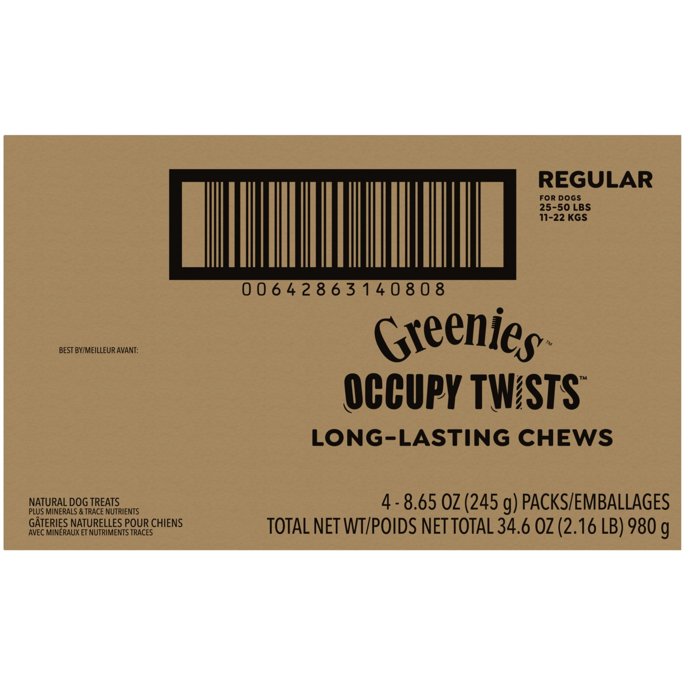 Greenies Occupy Twists Natural Dog Treats Regular Size, Chicken Flavor, 34.6 oz. Pack, 24 Count