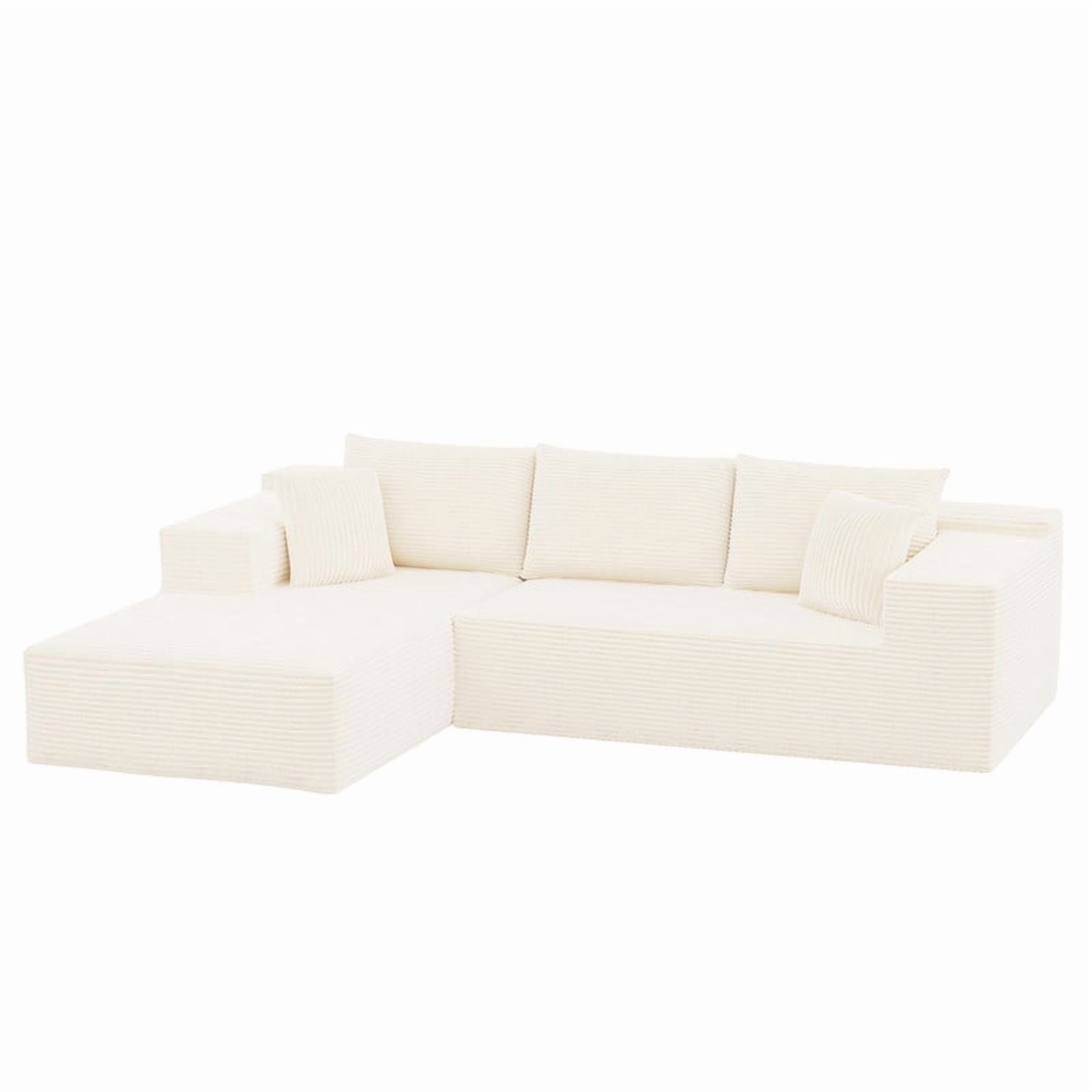 Homall 108" Sectional Sofa Boneless Cloud Couch with L-Shape Chaise Modular Sofa Couch with Deep Seat No Assembly for Living Room,Studio,Apartment,Corduroy Beige