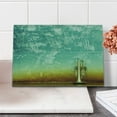 thumbnail image 2 of Music Cutting Board, Old Aged Worn Single Trumpet Stands Alone Against a Faded Wall Jazz Theme Photo, Decorative Tempered Glass Cutting and Serving Board, Small Size, Sea Green Brown, by Ambesonne, 2 of 5
