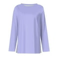 thumbnail image 4 of Blue Womens Tops Long Sleeve Shirts for Women Casual Crew Neck Tops Fall Fashion 2025 Fitted Basic Tee Tunic Tops Pullover Shirts for Women, 4 of 5
