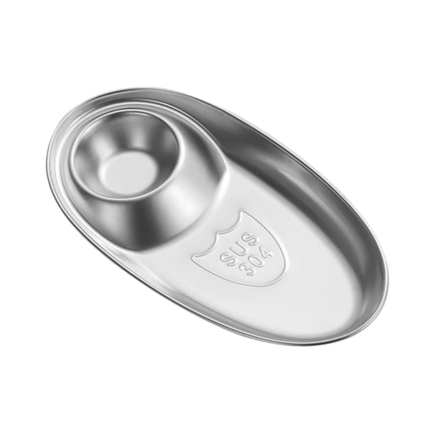 Plato ovalado de acero inoxidable para salsas, postres, utensilios de cocina, multiusos. S Plata